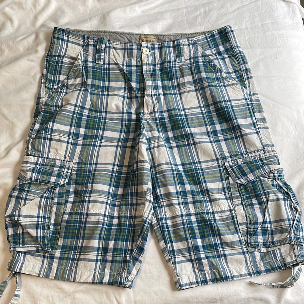 Roebuck and Co. Men's Blue Plaid Casual Cotton Outdoor Chino